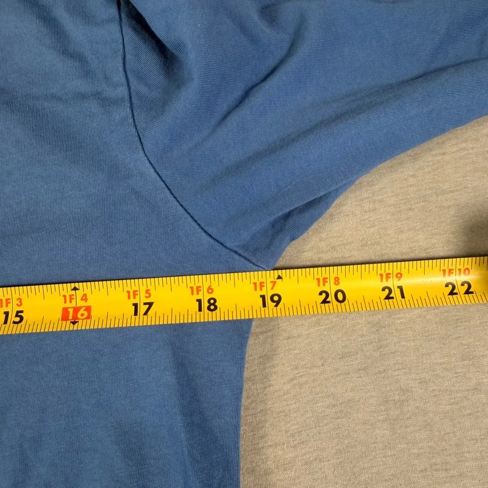 Polo Ralph Lauren Mens Blue V-Neck Long Sleeve T-Shirt Orange Pony Size S
